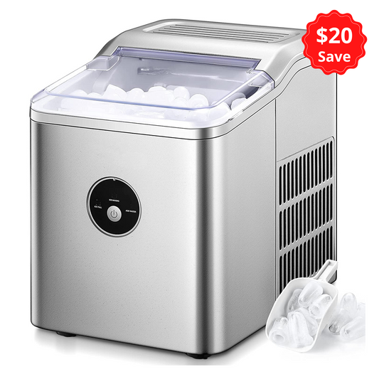 AICOOK 2L Ice Maker Countertop, 9 Ice Cubes in 5 mins, Portable Ice Maker Machine with LED Display, Ice Scoop and Basket, Silver