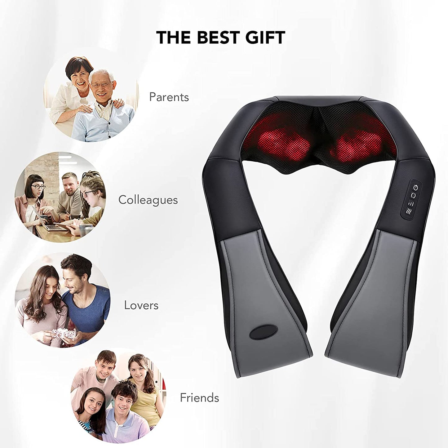 Neck Massager Back Shoulder Massager with Heat and Deep Tissue Kneading Massage Adjustable Intensity for Office Home Car