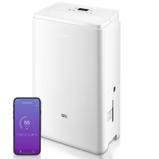 iTvanila 20LEB Dehumidifier with Touch Panel & 4.5L Large Water Tank, Laundry Drying, Swing Mode, 24Hr Timer, Continuous Drainage, Auto-On/Off, APP Control 20L