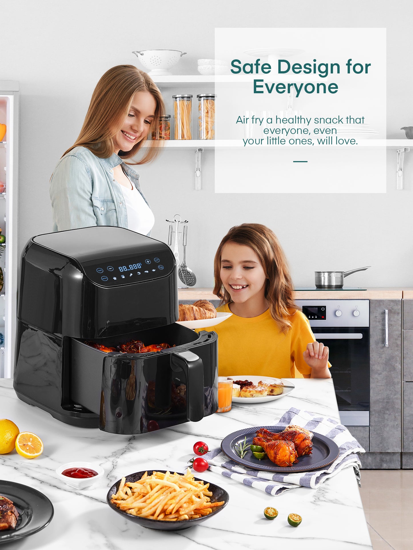 AICOOK | Plus 6-in-1 Air Fryer, 5.8 Quart Black, Customizable Smart Cooking Programs, Digital Touchscreen, Large Non-Stick Air Fryer Basket