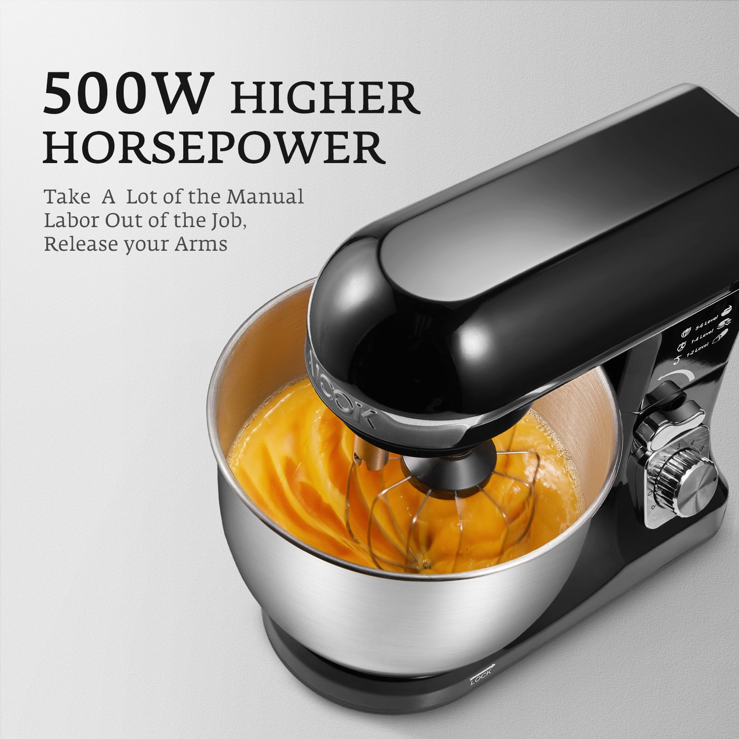 AICOK - Stand Mixer, Professional 5.5 QT Food Mixer MK37, powerful motor, compact, easy stock mixer, easy use and cllean