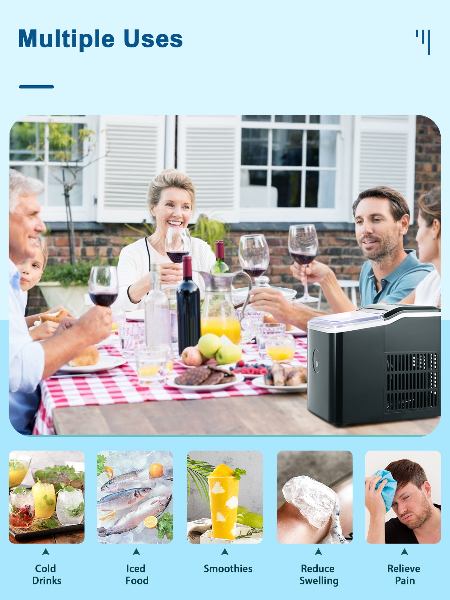 Ice Maker Countertop, 28 Lbs. Ice In 24 Hrs, 9 Ice Cubes Ready In 5 Minutes, Portable Ice Maker Machine 2L With Led Display Perfect For Parties Mixed Drinks, Ice Scoop And Basket (Black)