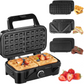 Decen 3 in 1 Sandwich Maker, Nonstick Grill and Waffle Maker, Black