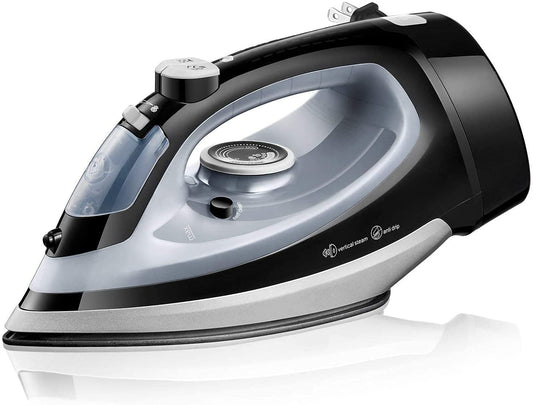 Steam Iron, 1700W Professional Iron for Clothes with Retractable Cord, Variable Temperature and Steam Control, Nonstick Soleplate, Anti Drip & Self Clean