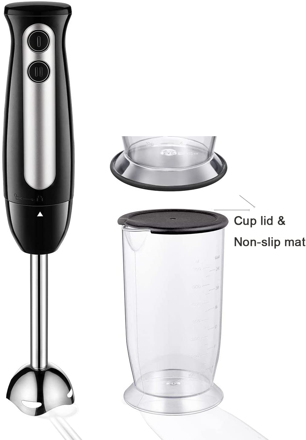 Hand Blender with 700ml Beaker, Stick Immersion Blender 400W, 2-Speed Hand held Blender for Baby Food, Juices, Sauces and Soup, BPA Free