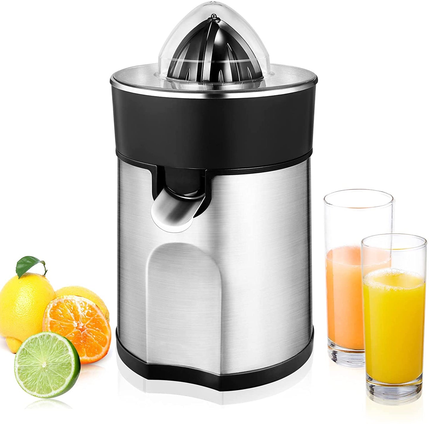 AICOK Electric Citrus Juicer with 2 Stainless Steel Cones, Quiet 85W Motor, Fast Fresh Juice, BPA Free, Dishwasher Safe