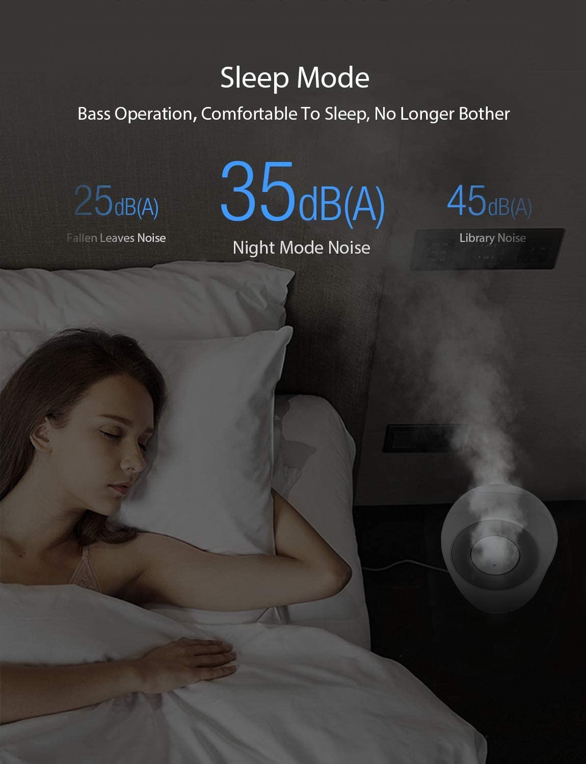 iTvanila -Cool Mist Humidifier 2.7L/0.7Gal Quiet Touch Operation - 360° Rotating Nozzle HU-C1 Black,  comfortable  relax environment,  quiet low noise humidifier 
