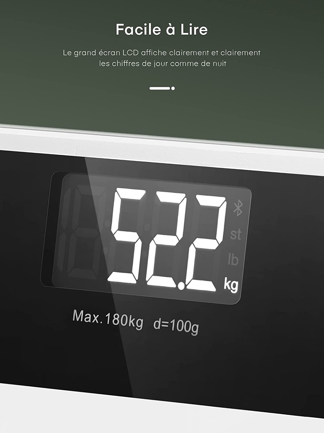 Digital Bathroom Scales with Tape Measure, Large LCD Display with Backlight, High Precision, 180kg/400lb, Auto On/Off, 2 AAA Batteries, Ultra Thin Design, White