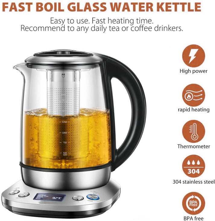 Electric Tea Kettle, 1200W Variable Temperature Smart Tea Maker, Fast