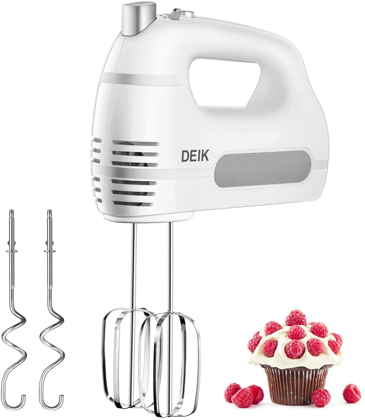 Deik | Electric Hand Mixer, 6-Speed 250W Hand Mixer Electric, Turbo Button, One Button Eject Design, White