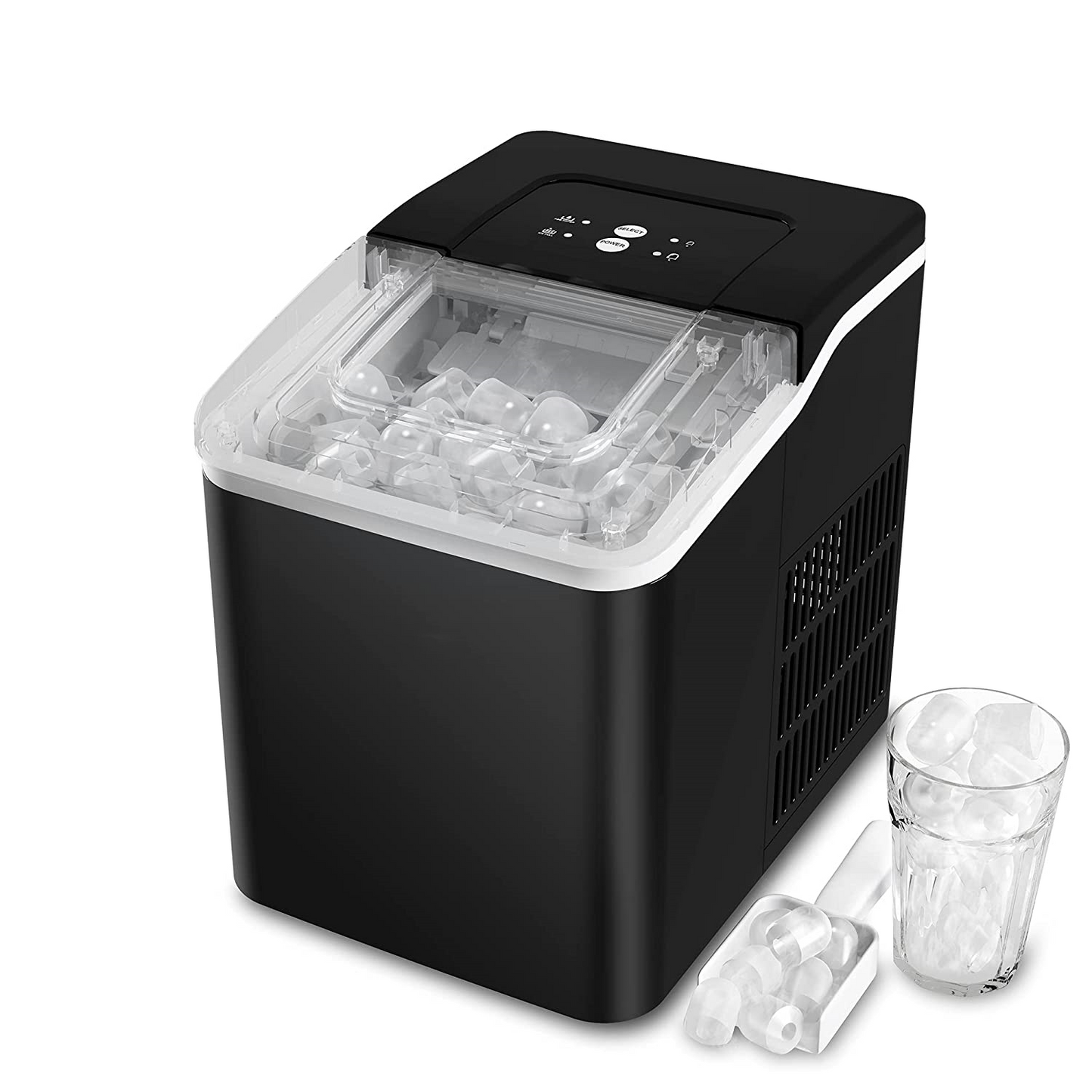 Ice Maker Machine Countertop, 28 lbs in 24 Hrs, 9 Cubes Ready in 5 Mins, 2 Ice Sizes, Portable Ice Maker 2 L with Self-clean, LCD Display, Ice Scoop and Basket Perfect for Home Kitchen Office