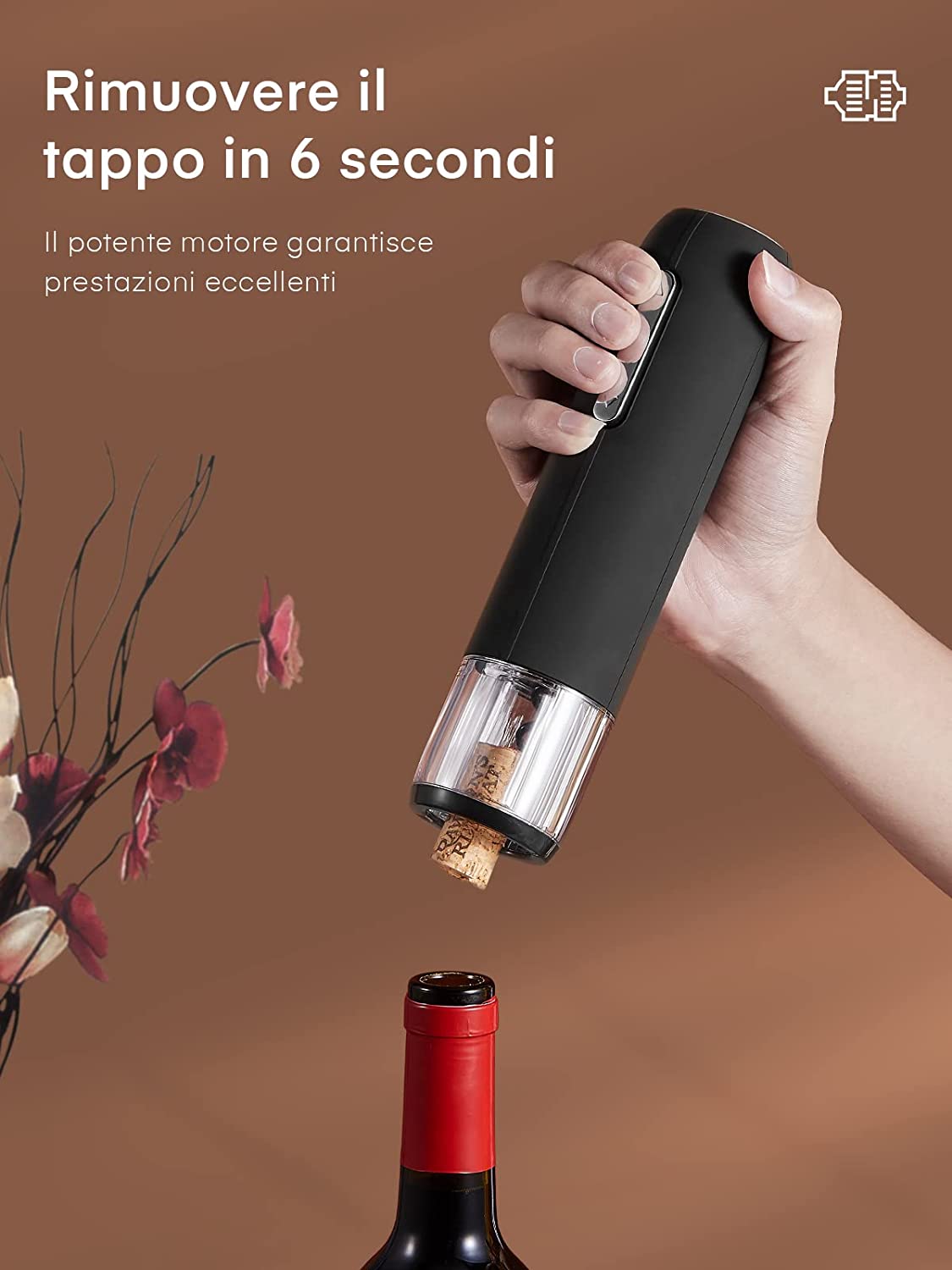 Electric Corkscrew, 6 in 1 Professional Electric Wine Opener, with Cork Vacuum Sealer, 2 Stoppers, Foil Cutter, Wine Aerator, Charging Base and Adapter