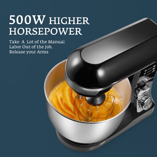 AICOK 5.5 Quart Tilt-Head Stand Mixer with Double Dough Hook Black