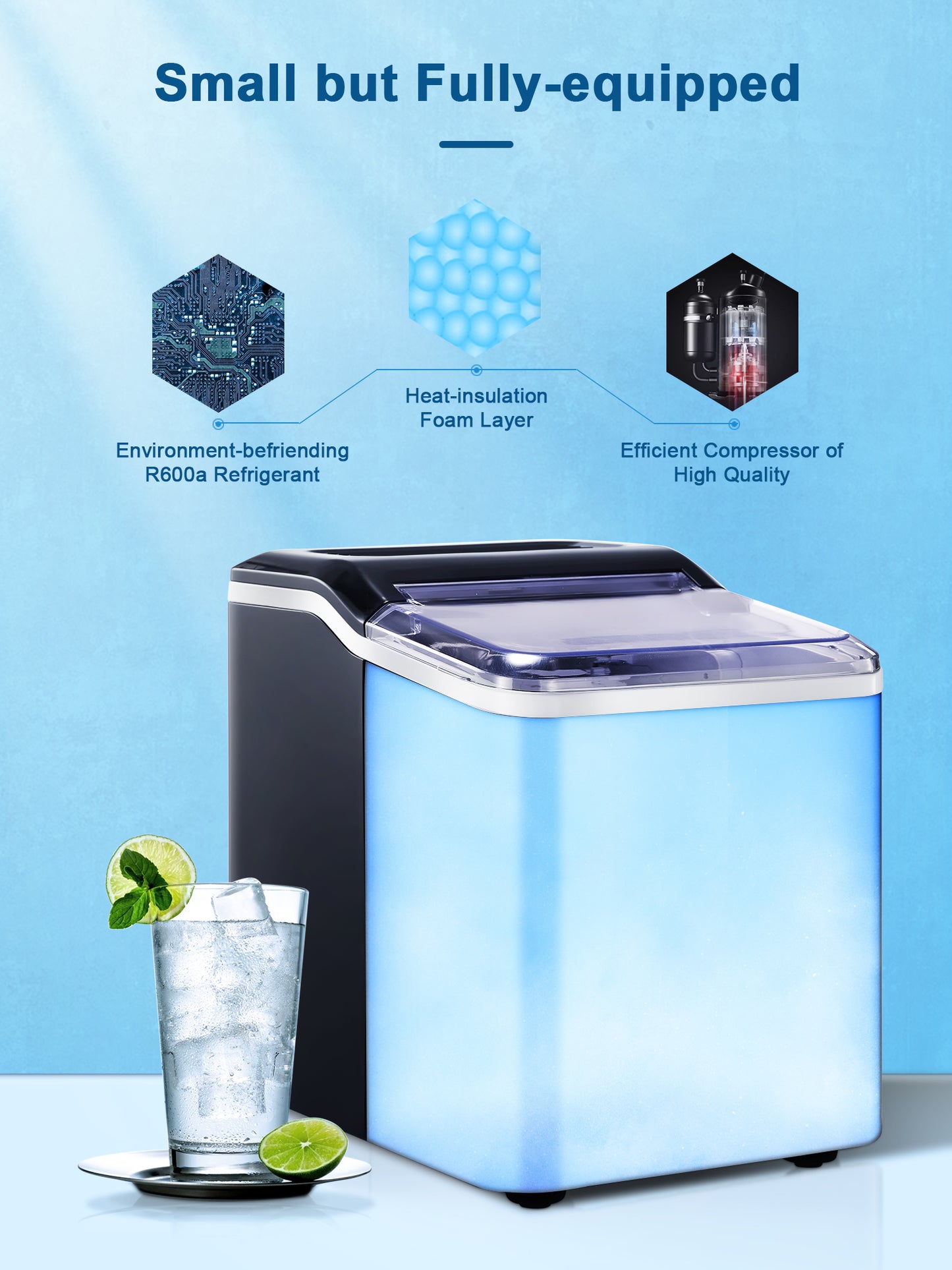 Ice Maker Countertop, 28 Lbs. Ice In 24 Hrs, 9 Ice Cubes Ready In 5 Minutes, Portable Ice Maker Machine 2L With Led Display Perfect For Parties Mixed Drinks, Ice Scoop And Basket (Black)