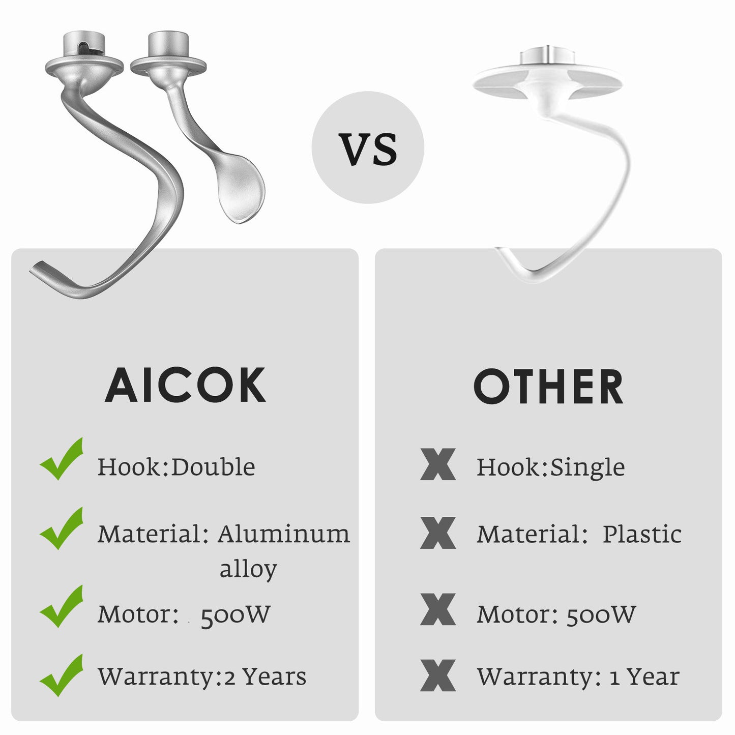 AICOK - Stand Mixer, Professional 5.5 QT Food Mixer MK37, mixer hooks, stand mixer accessories