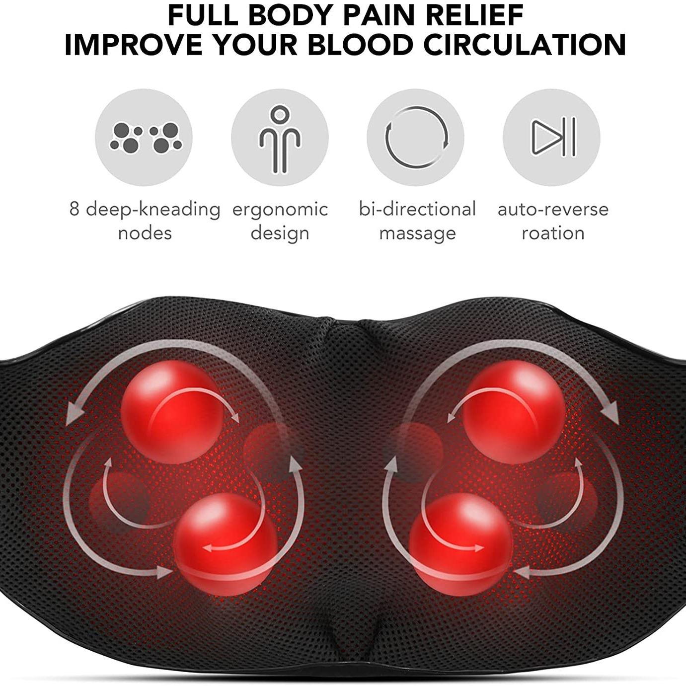 Neck Massager Back Shoulder Massager with Heat and Deep Tissue Kneading Massage Adjustable Intensity for Office Home Car