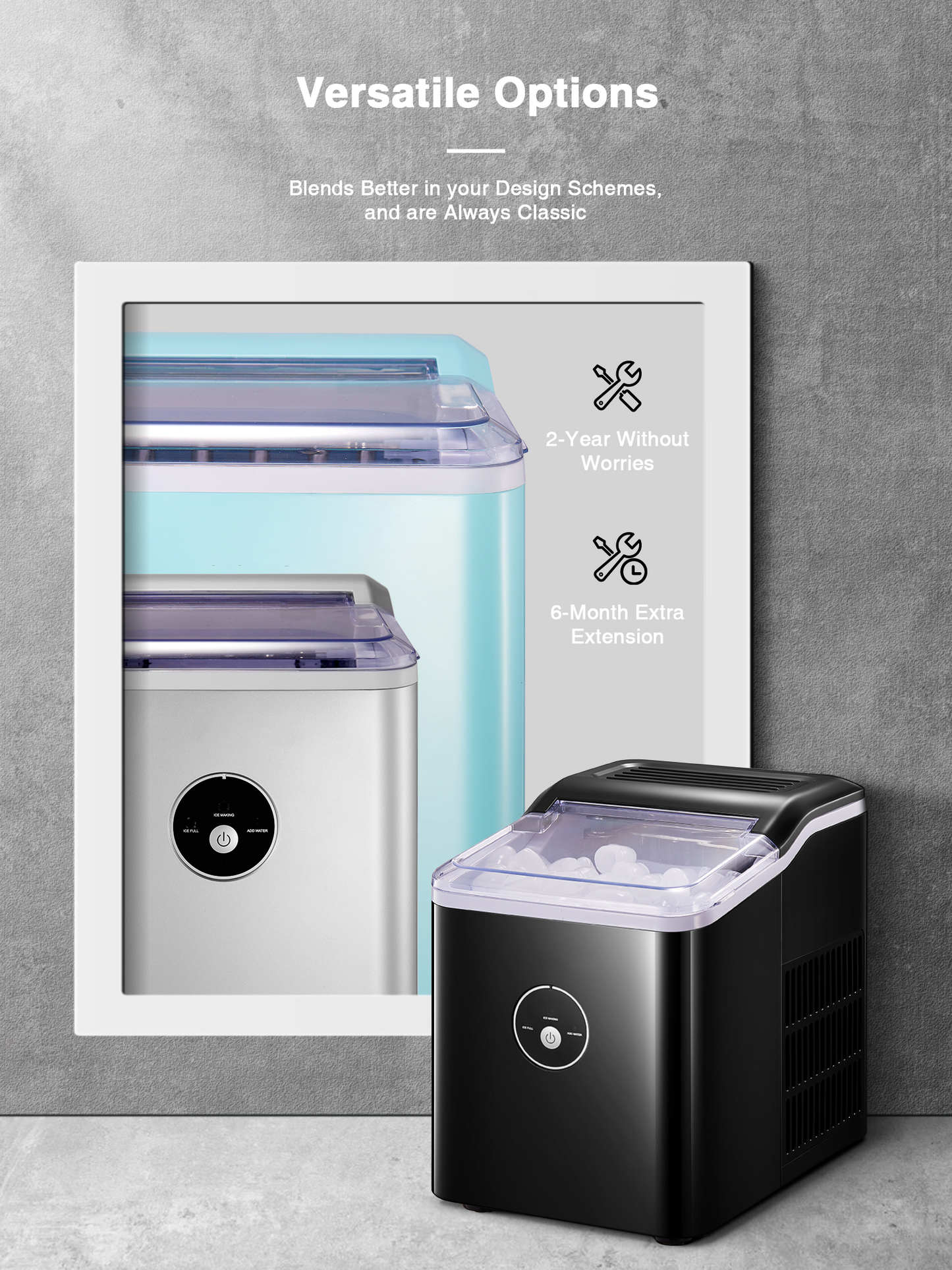 Ice Maker Countertop, 28 lbs. Ice in 24 Hrs, 9 Ice Cubes Ready in 5 Minutes, Portable Ice Maker Machine 2L with LED Display Perfect for Parties Mixed Drinks, Ice Scoop and Basket (Black)