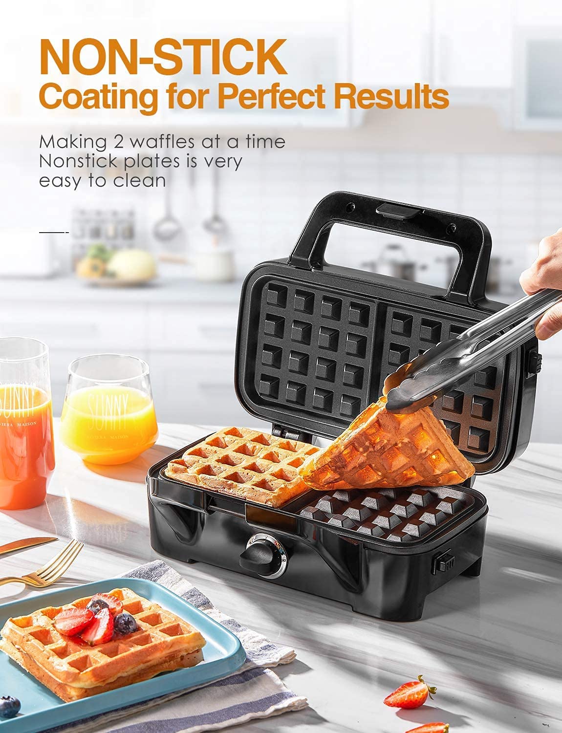 Waffle Maker 3 in 1 Sandwich Maker 1200W Panini Press With Removable Plates and 5-gear Temperature Control,Non-stick Coating Easy to Clean,Indicator Lights, Silver/Black