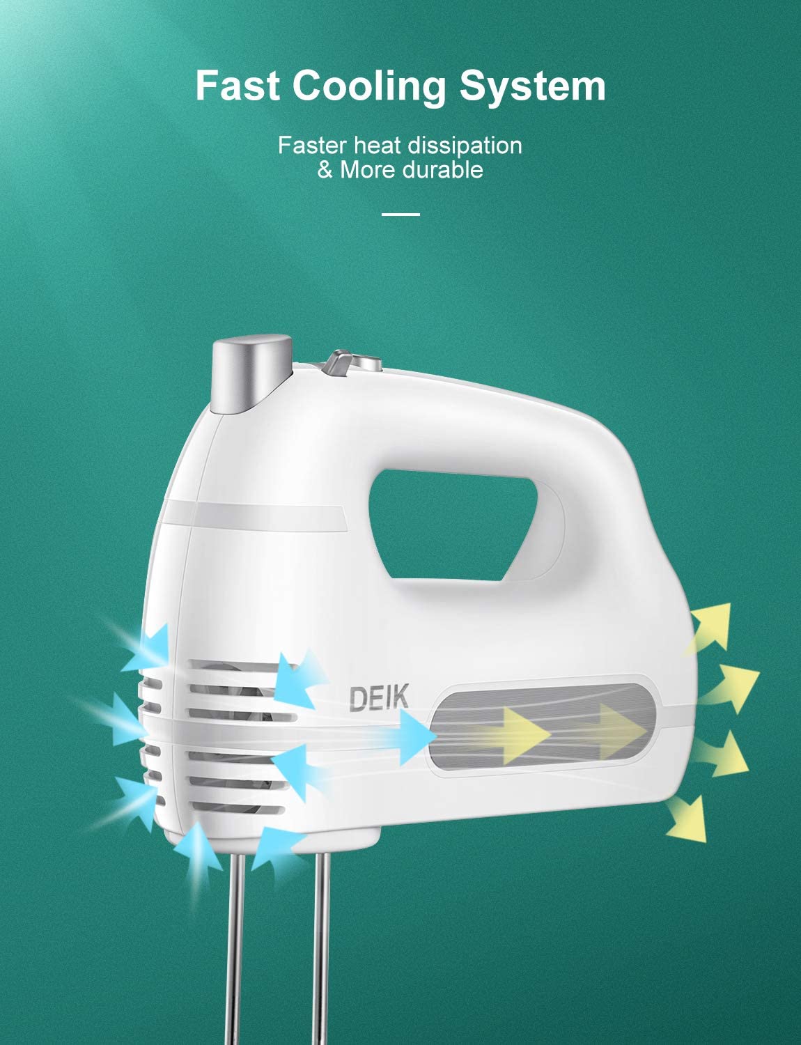 Electric Hand Mixer, One Button Eject Design, 6 Speeds