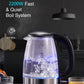 2200w Glass Electric Kettle, Crystal Electric Kettle With LED Lighting, Auto Shut Off And Boil Dry Protection, Stainless Steel Lid And Bottom