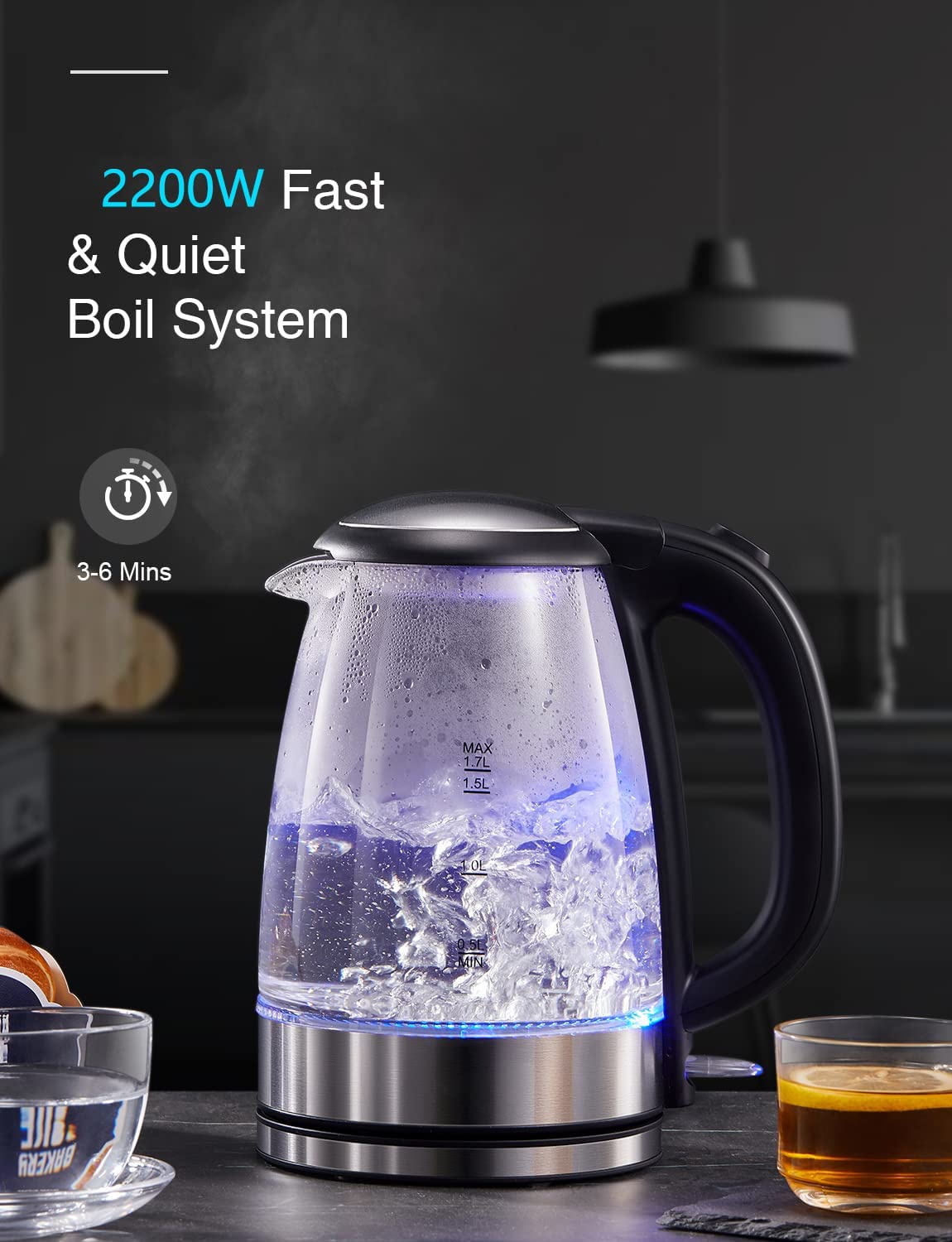 2200w Glass Electric Kettle, Crystal Electric Kettle With LED Lighting –  AICOOK