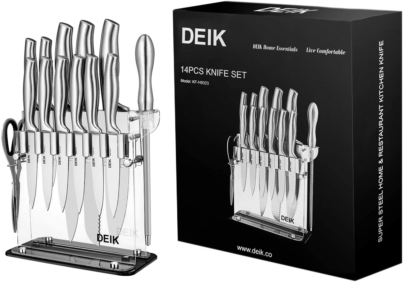 High Carbon Stainless Steel Kitchen Knife Set with Acrylic Stand, Sharp  Cutlery, 14 Pcs&17Pcs – AICOOK