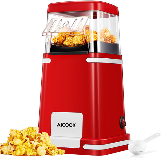 AICOOK | Popcorn Maker, Hot Air Retro Popcorn Popper with Measuring Cup, Electric Home 1200W Popcorn Machine for Birthday Party, Christmas, Movie Nights, ETL Certified & BPA Free