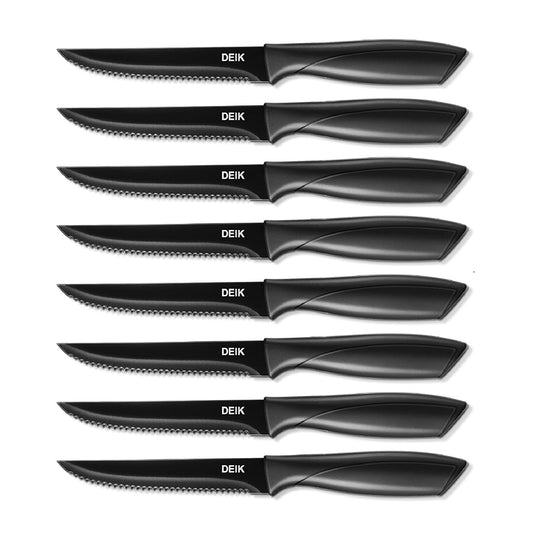 DEIK Steak Knives, Steak Knives Set of 8, Premium Stainless Steel Steak Knife Set, Super Sharp Serrated Steak Knife with Gift Box, BO Oxidation for Anti-rusting and Sharp