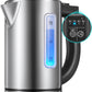 Electric Kettle Temperature Control with Color Changing LED Indicator,Kettle with Auto Shut - Off Protection, Stainless Steel, 1.7L, Easy View windows