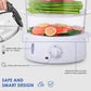 Kealive-Food Steamer Electric 3 Tier, Vegetable Steamer with BPA Free Baskets, Steam Cooker with Timer Function for Rice, Vegetables, Chicken and Fish, 9 Liters, White, 800W