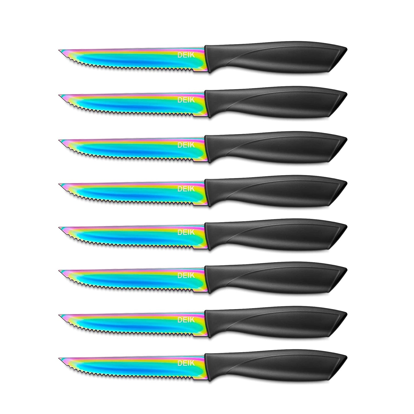 Steak Knives Set of 8, Rainbow Titanium Coated Stainless Steel Steak Knives,  Super Sharp Serrated Steak Knife with Gift Box – AICOOK