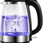 2200w Glass Electric Kettle, Crystal Electric Kettle With LED Lighting, Auto Shut Off And Boil Dry Protection, Stainless Steel Lid And Bottom