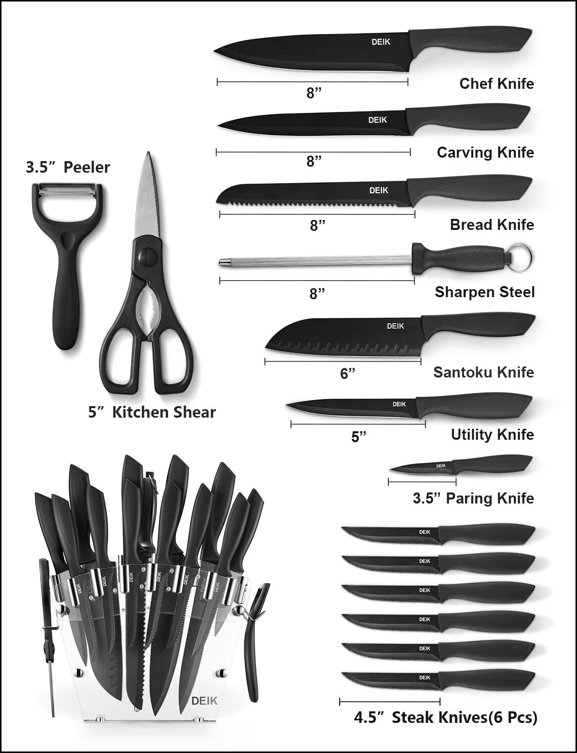 Sharp 6pcs Chef Kitchen Knife Set German High Carbon Steel