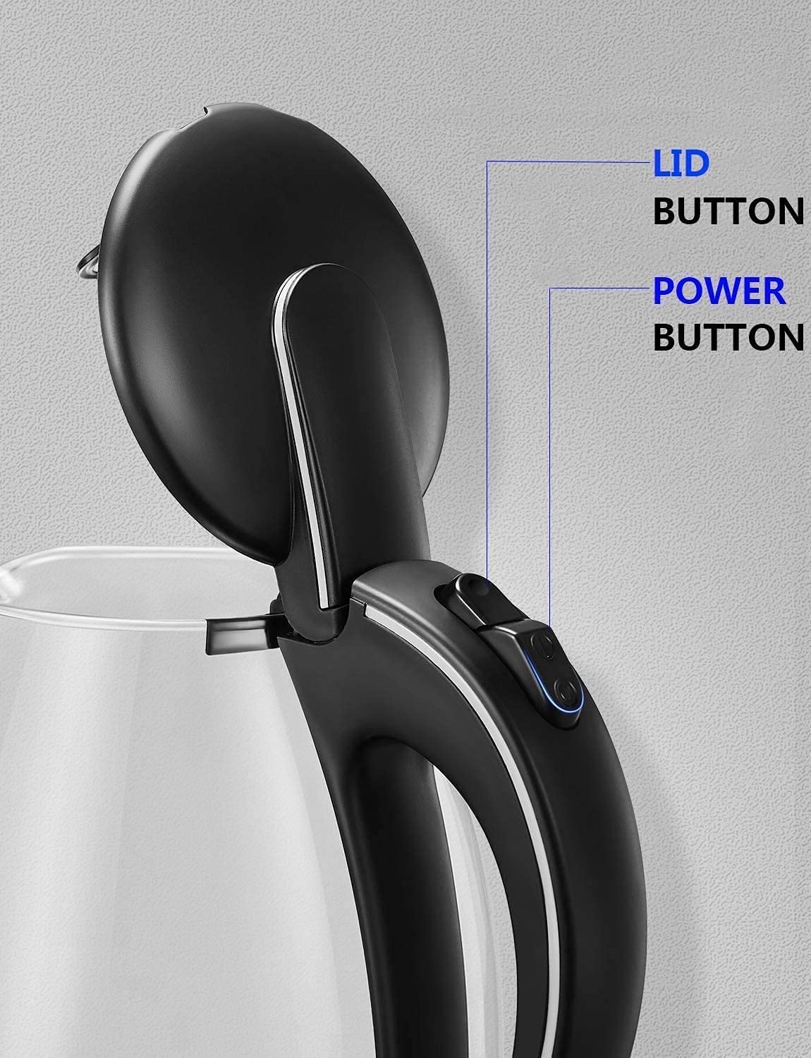 Kettle Glass with Blue LED Lighting, 360 Degrees, Limescale Filter, BPA Free (Bisphenol-A Free), Quick Cook Function and Dry Running Protection, Glass Kettle, 1.7 Litres, 2200 Watts