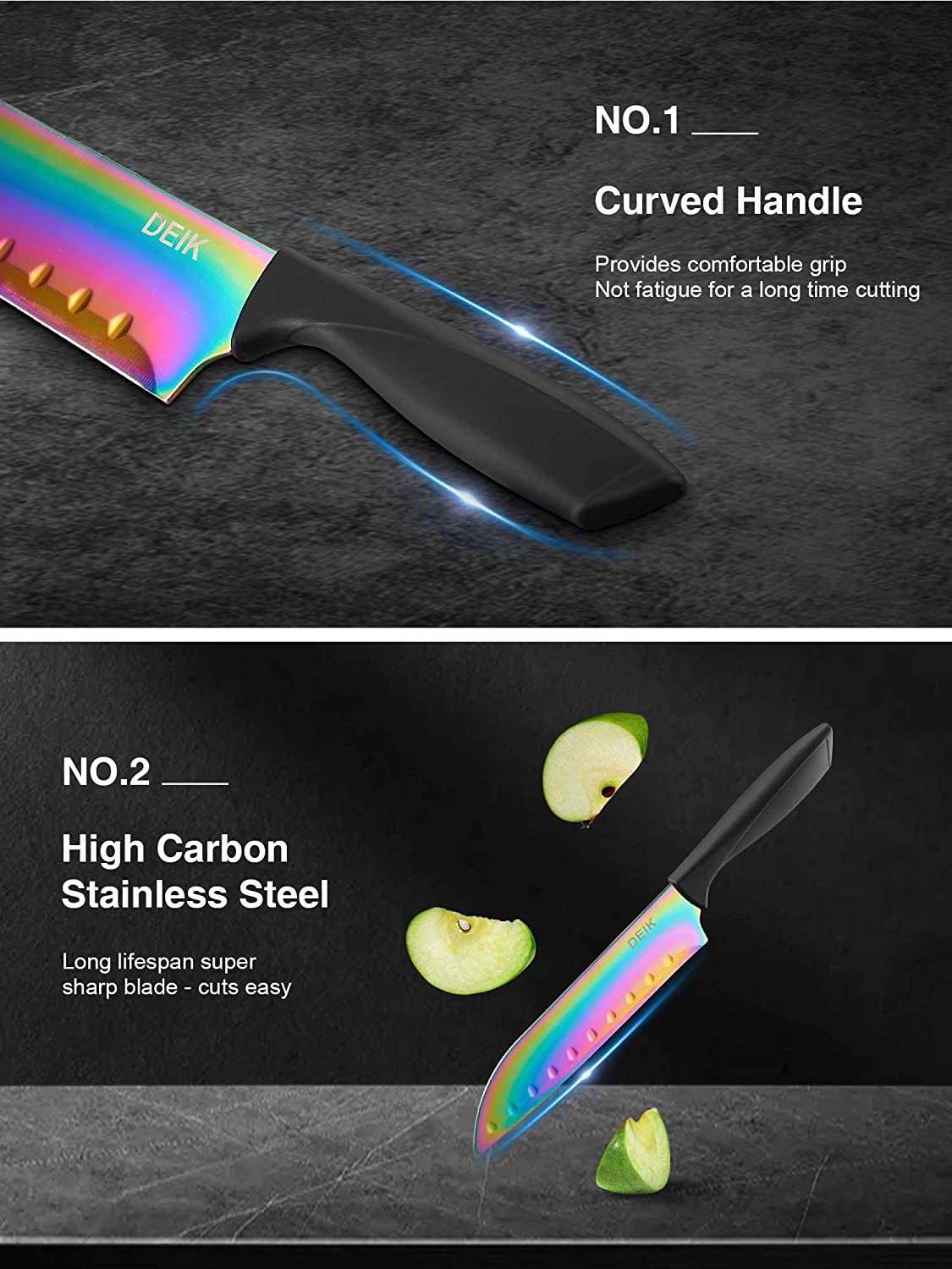 Aiheal Knife Set, 16 Pieces High Carbon Stainless Steel Rainbow