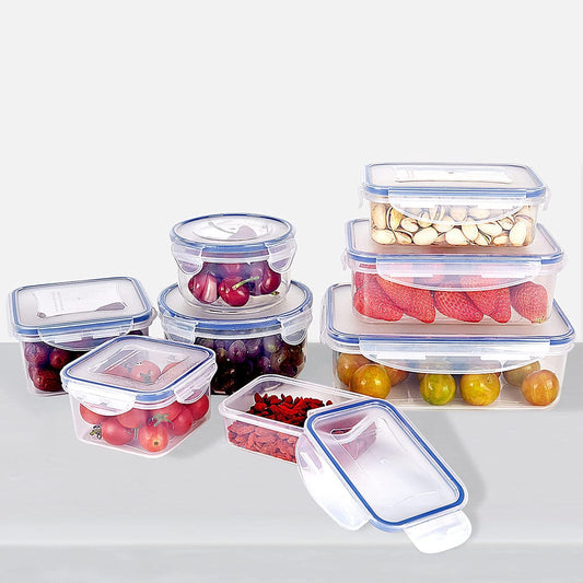 DEIK Food Storage Container with Lid, 8 Pieces (8 Containers and 8 Lids), Airtight and Leak-Proof Storage Containers Set, BPA Free, Bento Box Suitable for Microwave, Freezer and Dishwasher