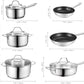 DEIK 10-piece stainless steel cookware set, suitable for induction cookers, with lids, stainless steel cookware, pot sets