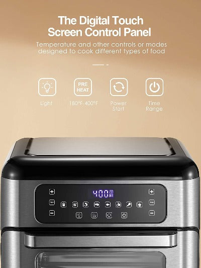 AICOOK Air Fryer Oven, 11QT Toaster Oven For families, The Digital Touch Screen Controlm Panel, Dishwasher-Safe Accessories and 40 Recipe Included