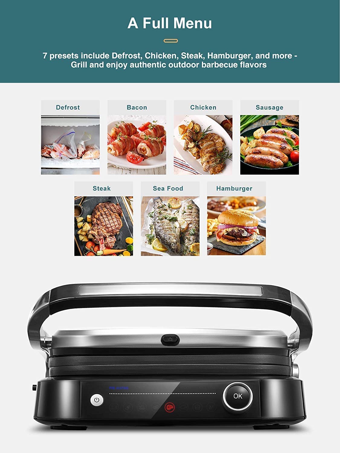 Contact Grill, Intelligent Electric Grill 2100 W