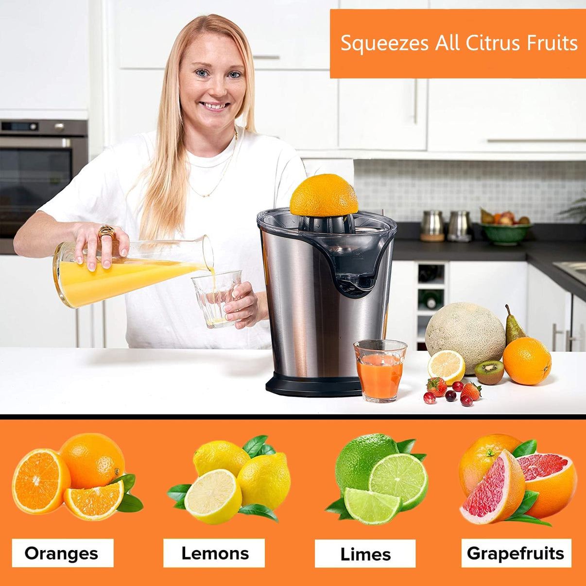 AICOKElectric Citrus Juicer, Orange Juicer Electric with Quiet Motor