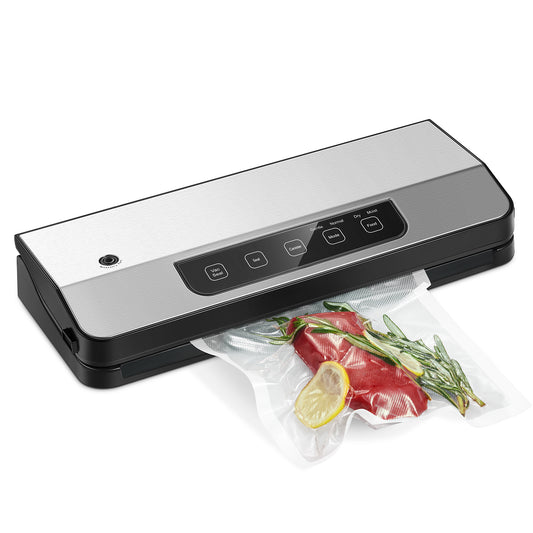 Vacuum Sealer Machine, 70KPa Automatic Food Sealer With 2 Modes, Air Sealing System for Food Storage, External Suction Pipe for Jar Food Storage, Touch Screen, Led Indicator Lights(Silver)