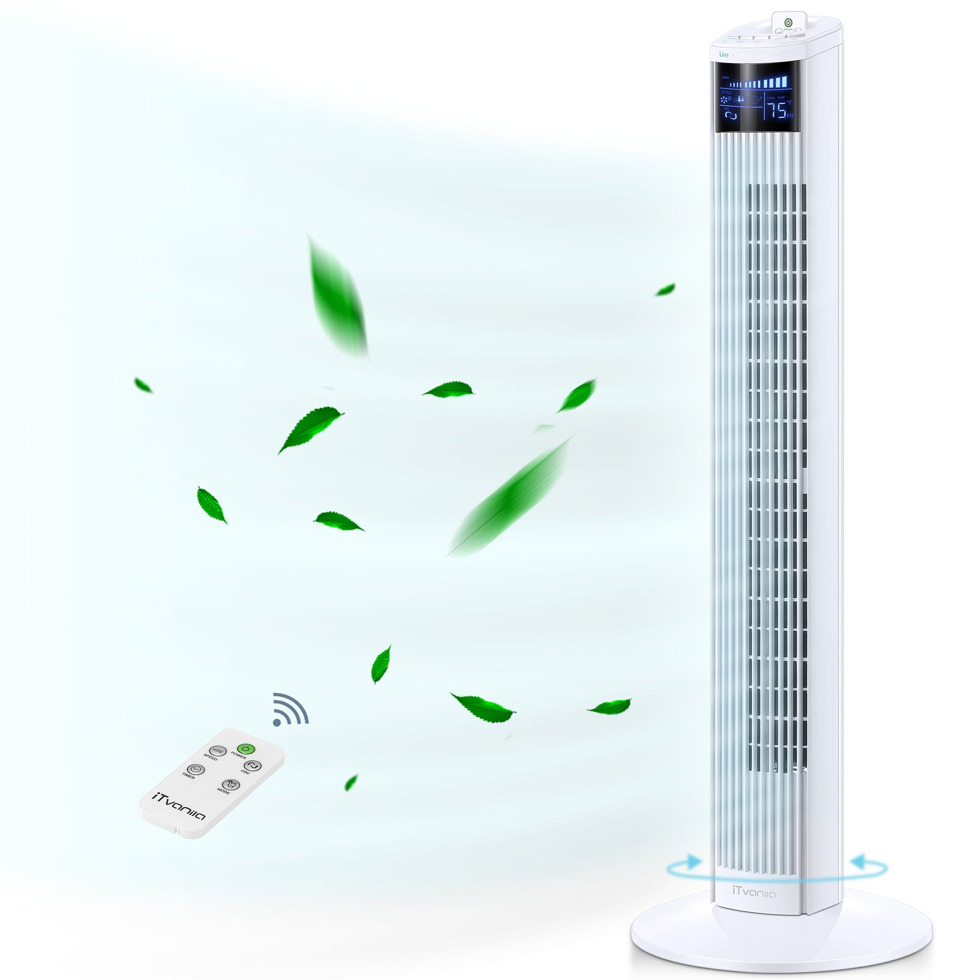 Tower Fan, 36” Oscillating Portable Quiet Cooling Fan with Remote