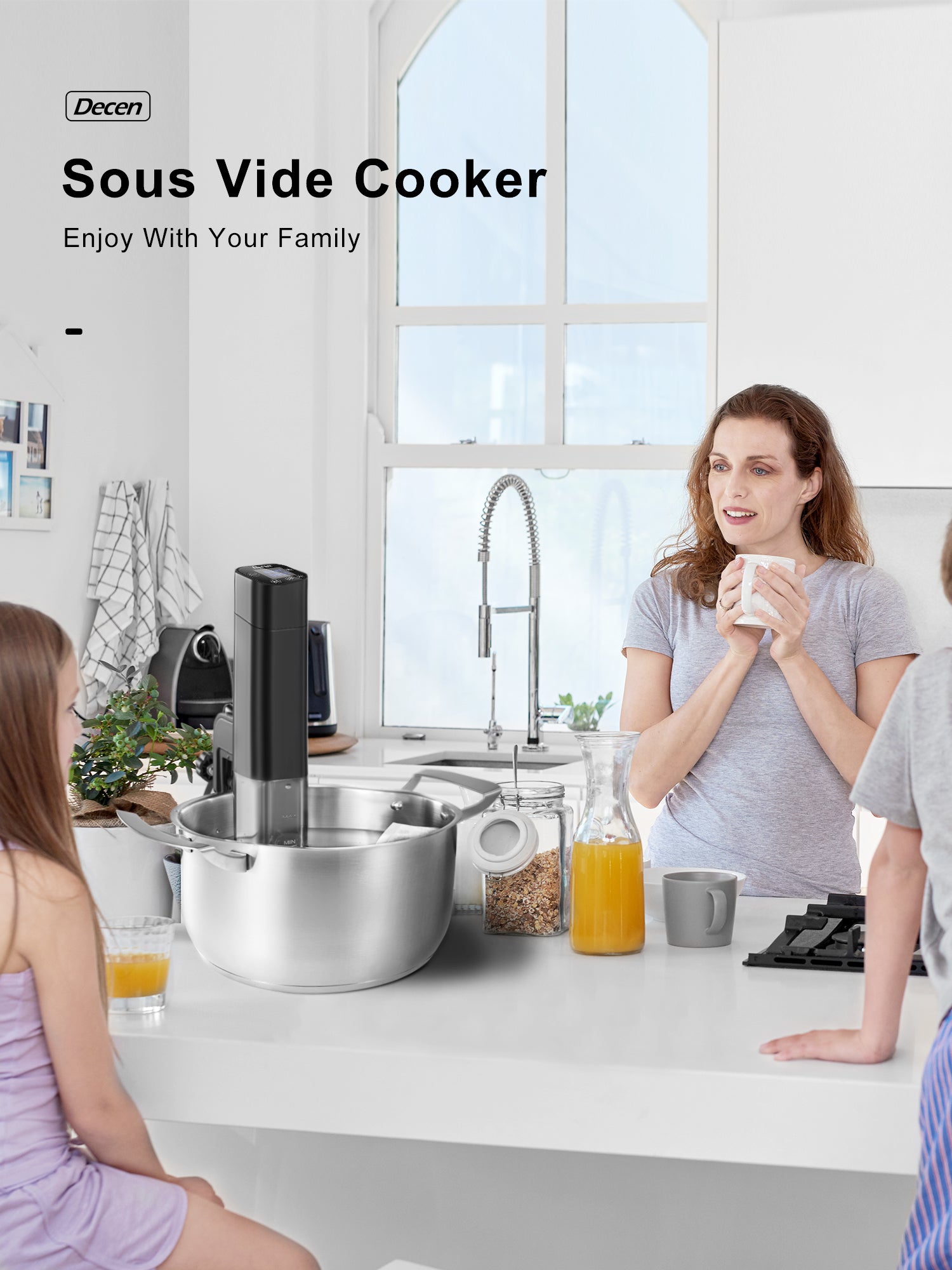 Decen | Sous Vide Cooker Precision Cooker, WiFi Immersion Circulator IPX7 Waterproof Sous Vide Machine with Temperature Control, Timer, Digital Touchscreen Display, Recipe for Kitchen, Smart APP, 800 W