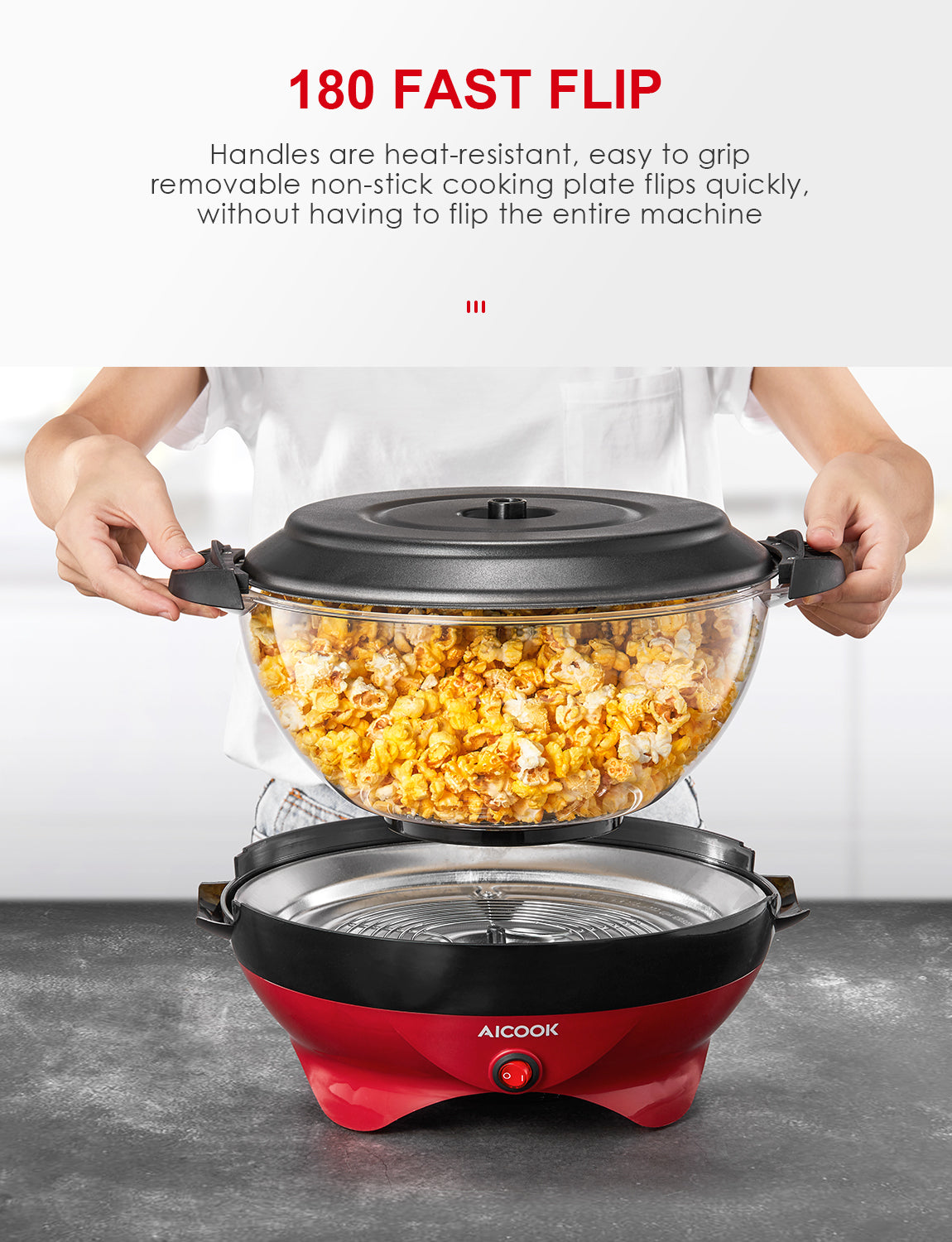 Popcorn Machine, 24-Cup Fast Heat-up, Dishwasher Safe