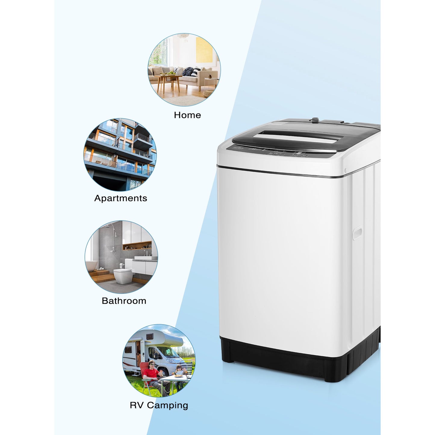 Kealive Full Automatic Washing Machine, 1.5Cu.Ft 11lbs Capacity Portable Machine, 8 Programs 10 Water Levels Energy Saving Top Load Washer for Apartment Dorm