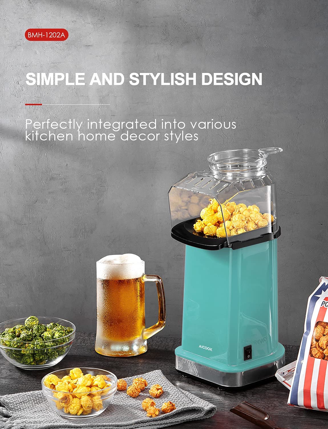 Dash 16 Cup Electric Popcorn Maker - Aqua in 2023