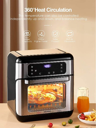 AICOOK Air Fryer Oven, 11QT Toaster Oven For families, Dishwasher-Safe Accessories and 40 Recipe Included, 360° Heat Circulation