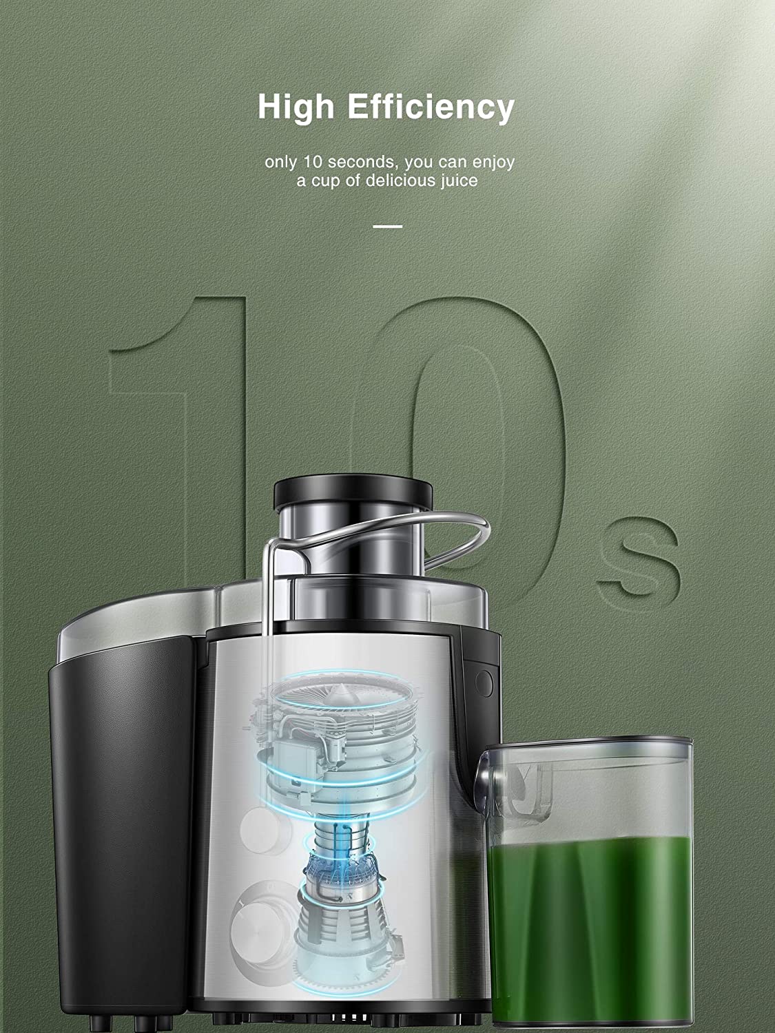 Aicook | Centrifugal Juicer Machine, Juice Extractor, 3''Wide Mouth Juicer with 2 Speeds for Fruits and Vegs, Anti-drip, Stainless Steel & BPA Free, High Efficiency