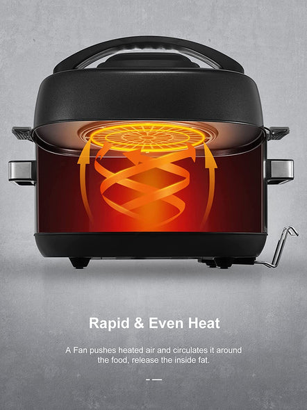 AICOOK | Slow Cooker Air Fryer Combo, 12-in-1 Multicooker 6.5Qt Programmable Indoor Electric Grill, Rapid & Even Heat