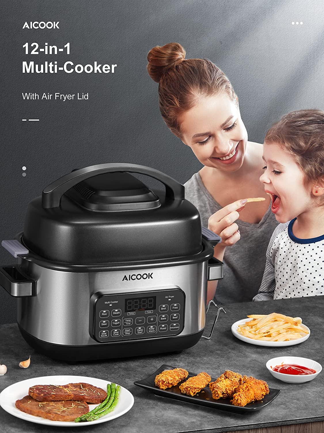 Al-in-1 Air Fryer And Electric Pressure Cooker Combo With 2 Lids Air Fries,  Steams, Slow Cooks, Saute, Dehydrate Rice Cooker - Buy Al-in-1 Air Fryer  And Electric Pressure Cooker Combo With 2